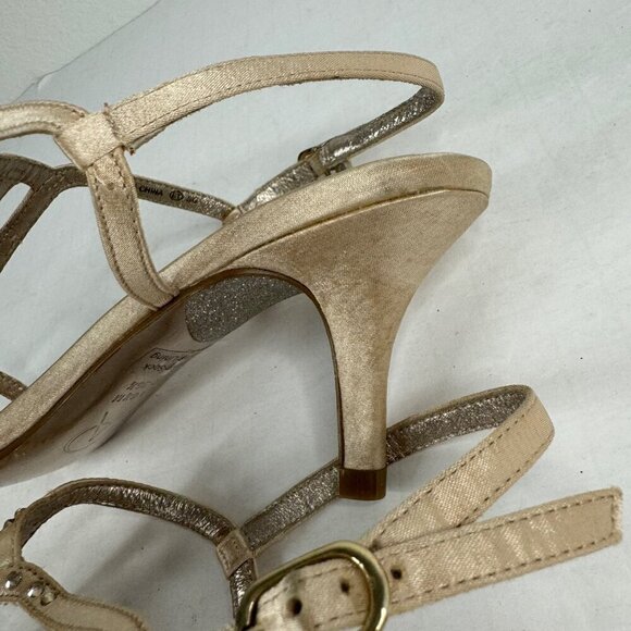 Adrianna Papell Amari Blush Rhinestone Strappy Pump Heel Satin Size 6.5M Formal - Picture 9 of 10